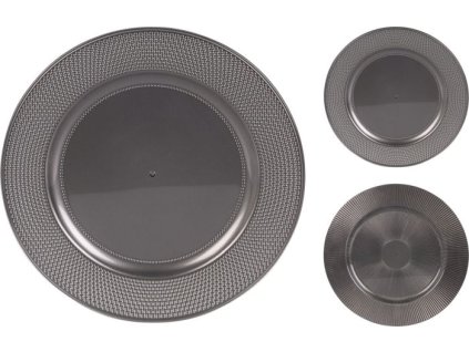 podnos d33cm, STŘÍBRNÝ, plast