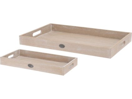 podnos 2ks, 48x30x4,5cm, 34x20x4cm, servírovací, dřevo 35 31764