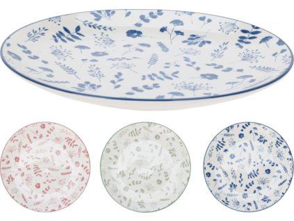 talíř d27cm mělký, KVÍTÍ, mix barev, porcelán
