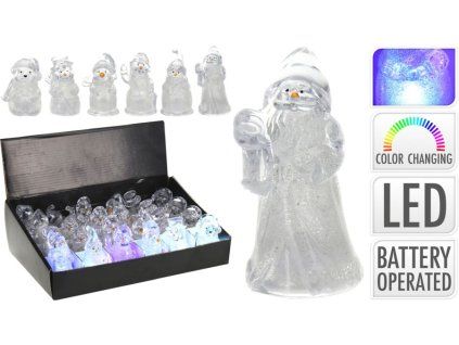 figurka VÁNOČNÍ 8,5cm, LED osv., 6 druhů, plast