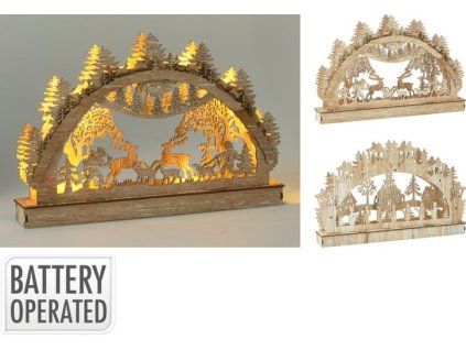 svícen 30x19cm, SCENÉRIE, LED osv., dřevo, 2 druhy