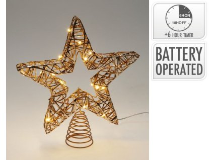 dekorace 28cm HVĚZDA, LED osv., zlatá