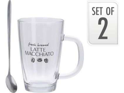 sklen. 300ml, 2ks, MACCHIATO se lžičkami