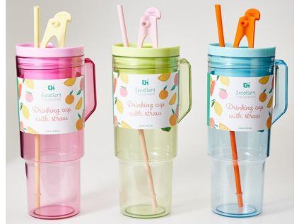 hrnek 1000ml, 3barvy, brčko, d9,8x26,5cm, AKRYLON, plast