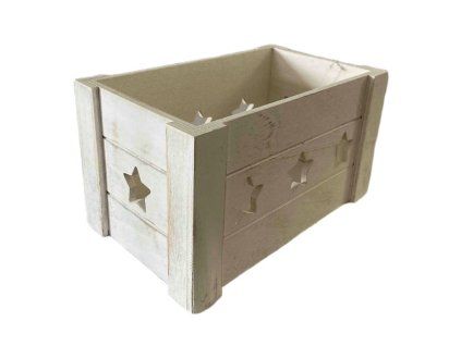 bedýnka 30x20x16cm, HVĚZDA, bílá, dřevo