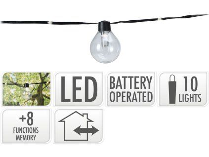 řetěz 2,4m, PÁRTY "ŽÁROVKA", 10LED, na baterie