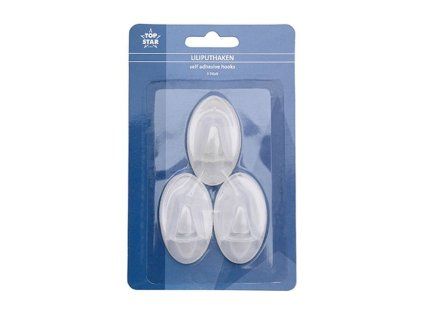háček- 3ks-TRANSPARENT, 5cm, samolep., plast