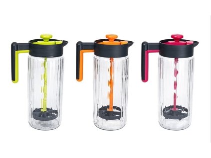džbán 1,46l,  hladká, 2BARVY, míchadlo, sklo/plast