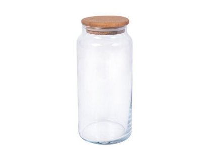 dóza 1,40l, d10x21,5cm, sklo/bambus víko