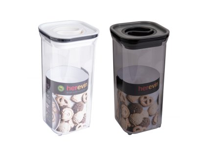 dóza 1,50l vakuum víko ČERNÉ,BÍLÉ, 10,5x10,5x22 cm, ABS plast