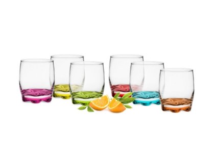 sklen. 290ml, 6ks, ADORA v.8,8cm, barev., - whisky