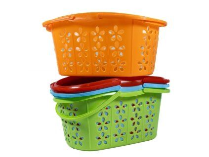 košík na kolíčky oválný, 30,5x20x14,5cm, 4barvy, plast