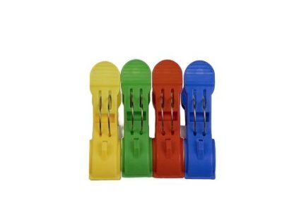 kolíčky  4ks,12x3,5cm, 4barvy, kov.pružina, plast