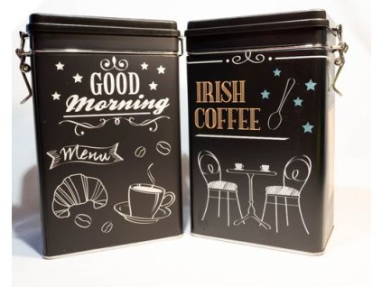 dóza plech. 7,8x12,2x18,6cm, COFFEE, patent., 3tm.dekory