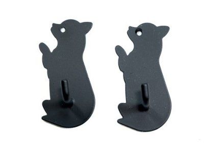 háček- 2ks-KOČKA-ČERNÝ 6,7x3,3cm kov, samolep.