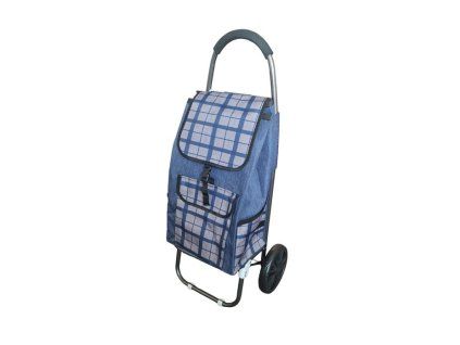 taška s kol., KÁRO modré, (24kg) přední, boční kapsy, textil