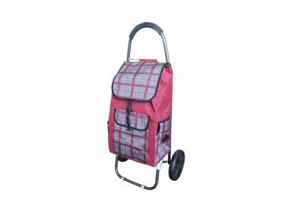 taška s kol., KÁRO červené, (24kg) přední, boční kapsy, textil