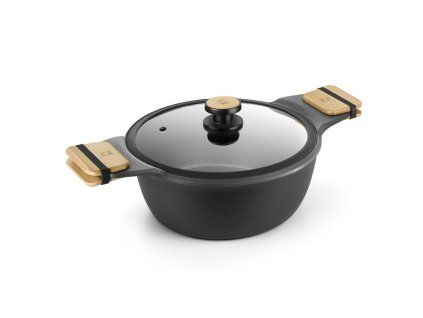 hrnec+PO d28cm MARKET (5,7l), 2 ucha přír.dřevo, litý Hliník