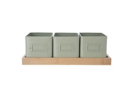 Květináč bylinky GREENISH 11,5x11,5 cm 3 ks+podtácek
