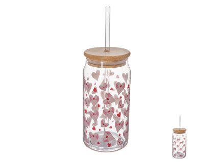 Sklenice s víčkem a brčkem 0,5 l 1 ks