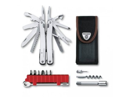 Kleště SWISS TOOL SPIRIT X PLUS, s ráčnou, stříbrné, nylonové pouzdro