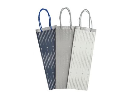 taška na láhev, vánoční hvězdičky jemné, 3barvy, 35x12x9, papír