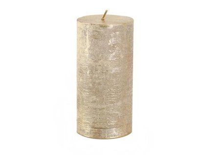 svíčka 120g, d5x8cm, ZLATÁ, rustikální, metalíza, parafín