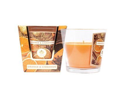svíčka vonná 120g, POMERANČ A SKOŘICE, parafín, DB, sklo