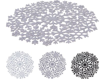 prostírání d37cm, ozdobné, 3barvy-transp., šedá, kouř., plast