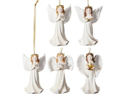 anděl 10cm, závěs, 4druhy, polystone