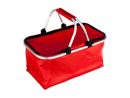 košík nákupní skládací 48x24x28cm Al+polyester ČRV