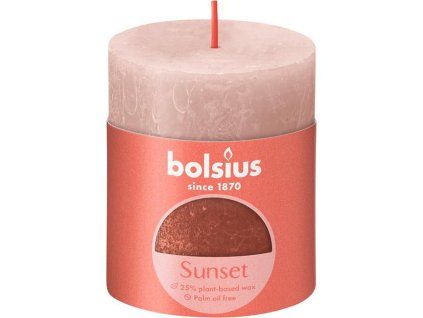 Rustikální svíčka 8cm BOLSIUS růžovo jantarová