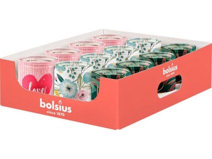 Vonná svíčka ve skle BOLSIUS MIX valentýnských motivů