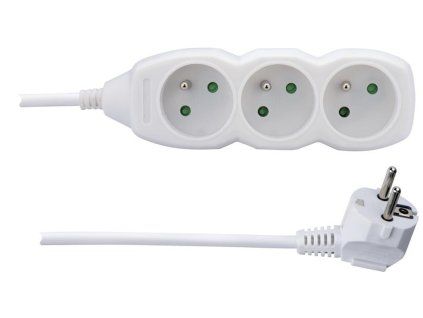 KABEL PRODLUŽOVACÍ 3 ZÁSUVKY 1,5M, BÍLÁ