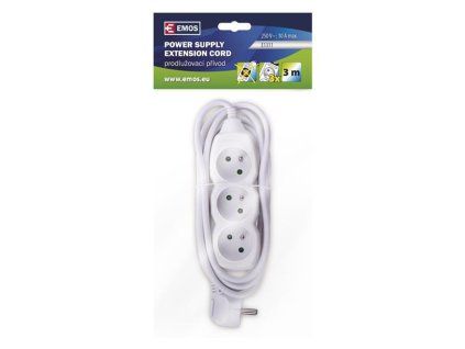 KABEL PRODLUŽOVACÍ 3 ZÁSUVKY 3 M, BÍLÁ