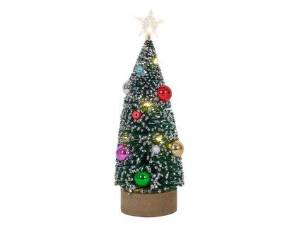 STROM 10LED 24CM DŘEVĚNÝ PODSTAVEC