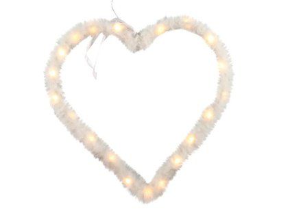 Vánoční dekorace s časovačem 20LED srdce 25cm
