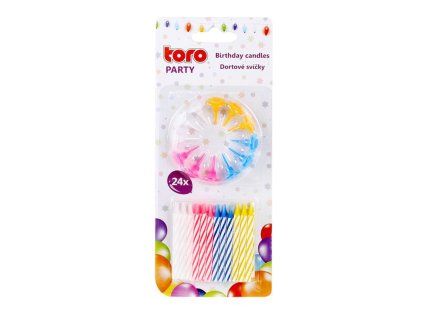 Dortová svíčka s podstavcem TORO 6cm 12+12ks