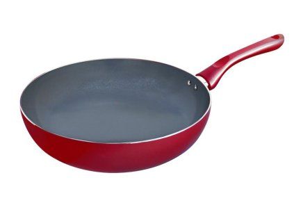 PÁNEV WOK, KERAMIKA, ČERVENÁ, 28CM