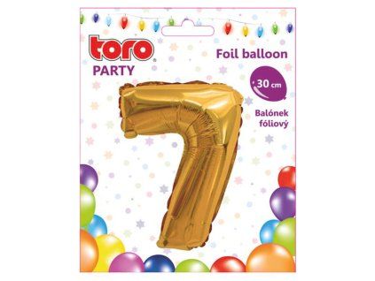Balónek foliový TORO číslice 7 30cm zlatý