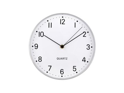 NÁSTĚNNÉ HODINY KULATÉ, PRŮM. 24,8CM, STŘÍBRNÝ RÁM