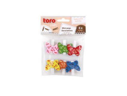 Dřevěné dekorační kolíčky TORO motýl 6ks