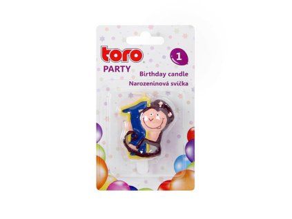 Dortová svíčka číslice "1" TORO zapichovací 5cm opička