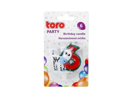 Dortová svíčka číslice "6" TORO zapichovací 5cm koník