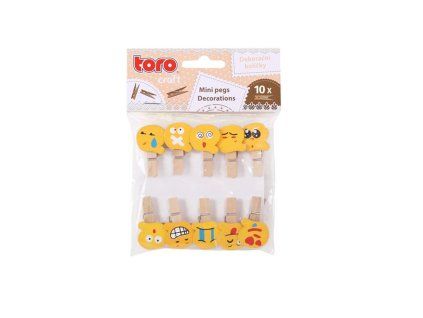 Dřevěné dekorační kolíčky TORO smajlík 10ks