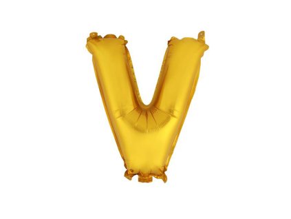 BALÓNEK PÍSMENKO "V", VEL.: CCA 30CM, MATNĚ ZLATÁ