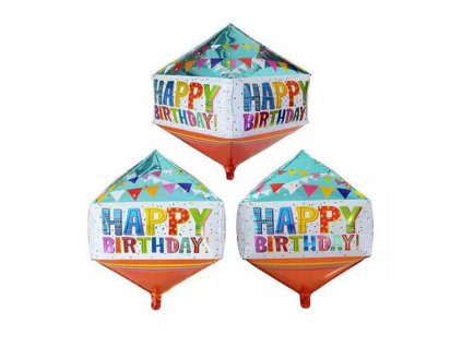 BALÓNEK "HAPPY BIRTHDAY",TVAR DIAMANT, 39,5X73,6CM