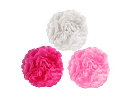 BAMBULKY POMPOM PAPÍROVÉ SET 3KS 25CM, ASSORT