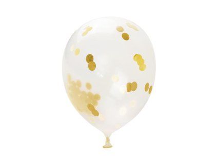 BALÓNKY S KONFETAMI 30CM 5KS,ZLATÉ FLITRYPRŮSVITNÁ