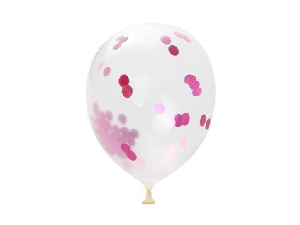 BALÓNKY S KONFETAMI 30CM 5KS,RŮŽOVÉ FLITRY PRŮSVIT